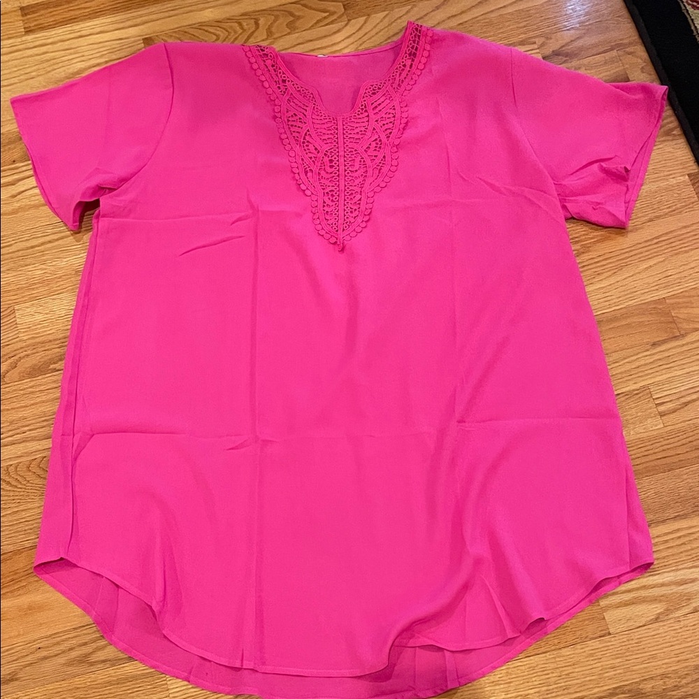 Amazon Essentials Women's Pink Lace Swim Coverup
